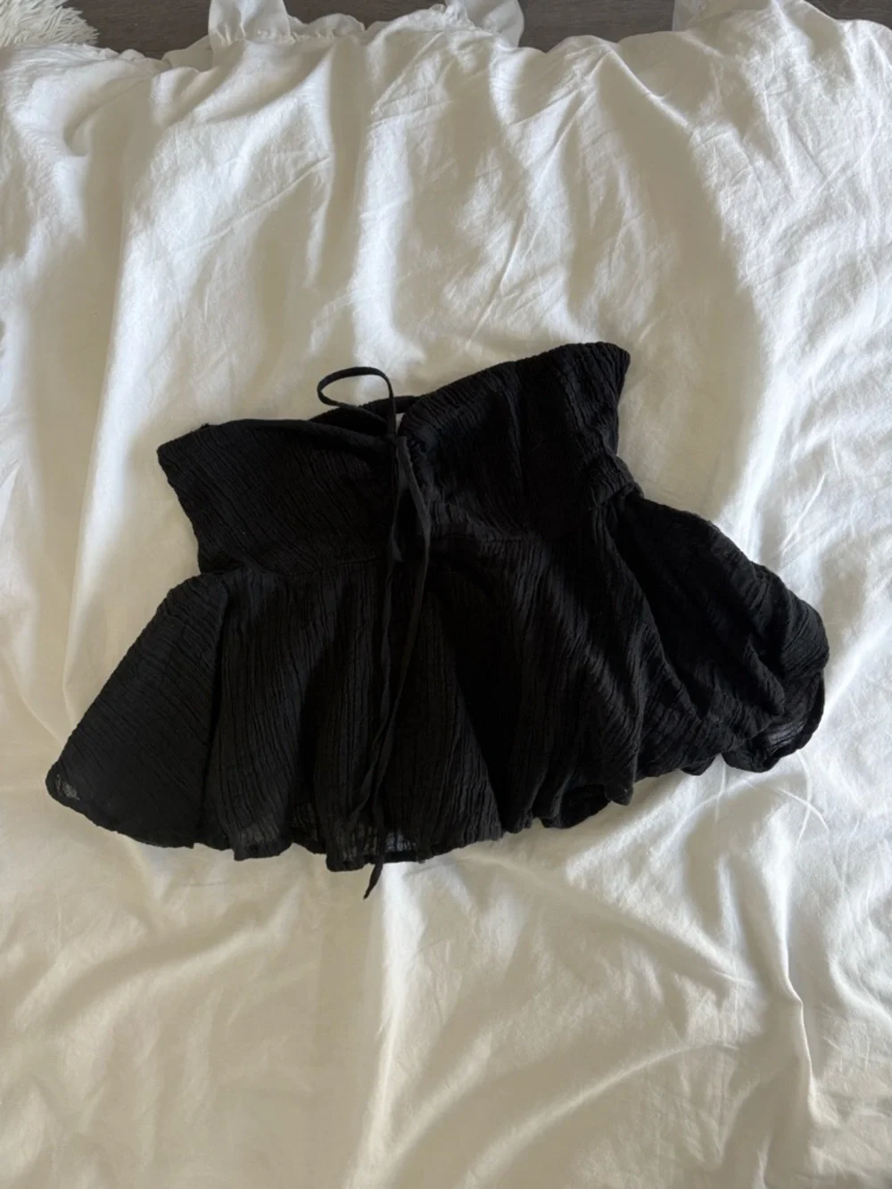 Princess Polly Black Strapless Tie-Front Front Top - Picture 3 of 4